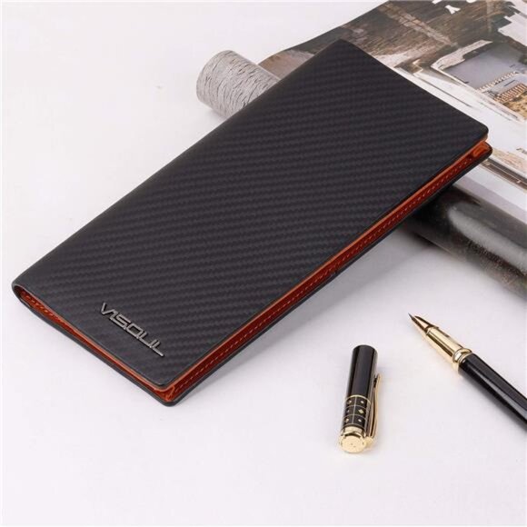 👜 RFID Leather Bifold Wallet – Slim Card Holder with 19 Slots & ID Window ✨